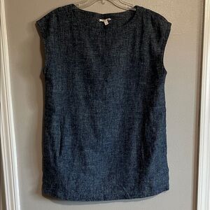 Eileen Fisher Chambray Sleeveless Tunic Top